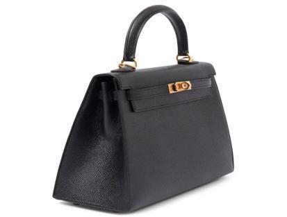 Hermes Black Epsom Kelly 25 Sellier Authentic Leather Handbag